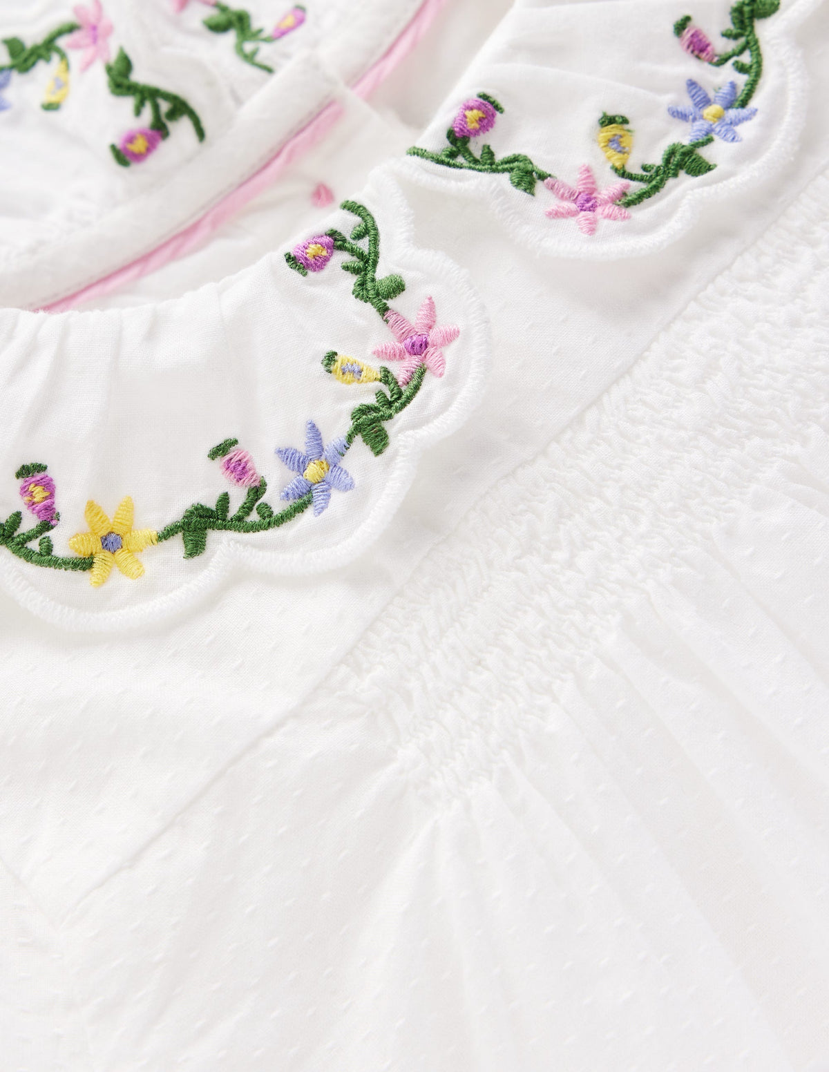 Embroidered Collar Woven Top-Soft Ivory Embroidery - Image 3