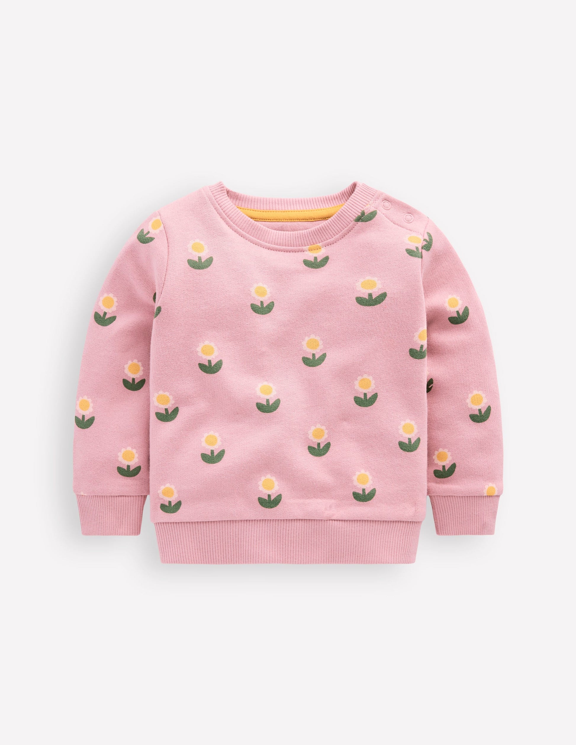 Printed Sweatshirt-Vintage Pink Daisy Stamp-1