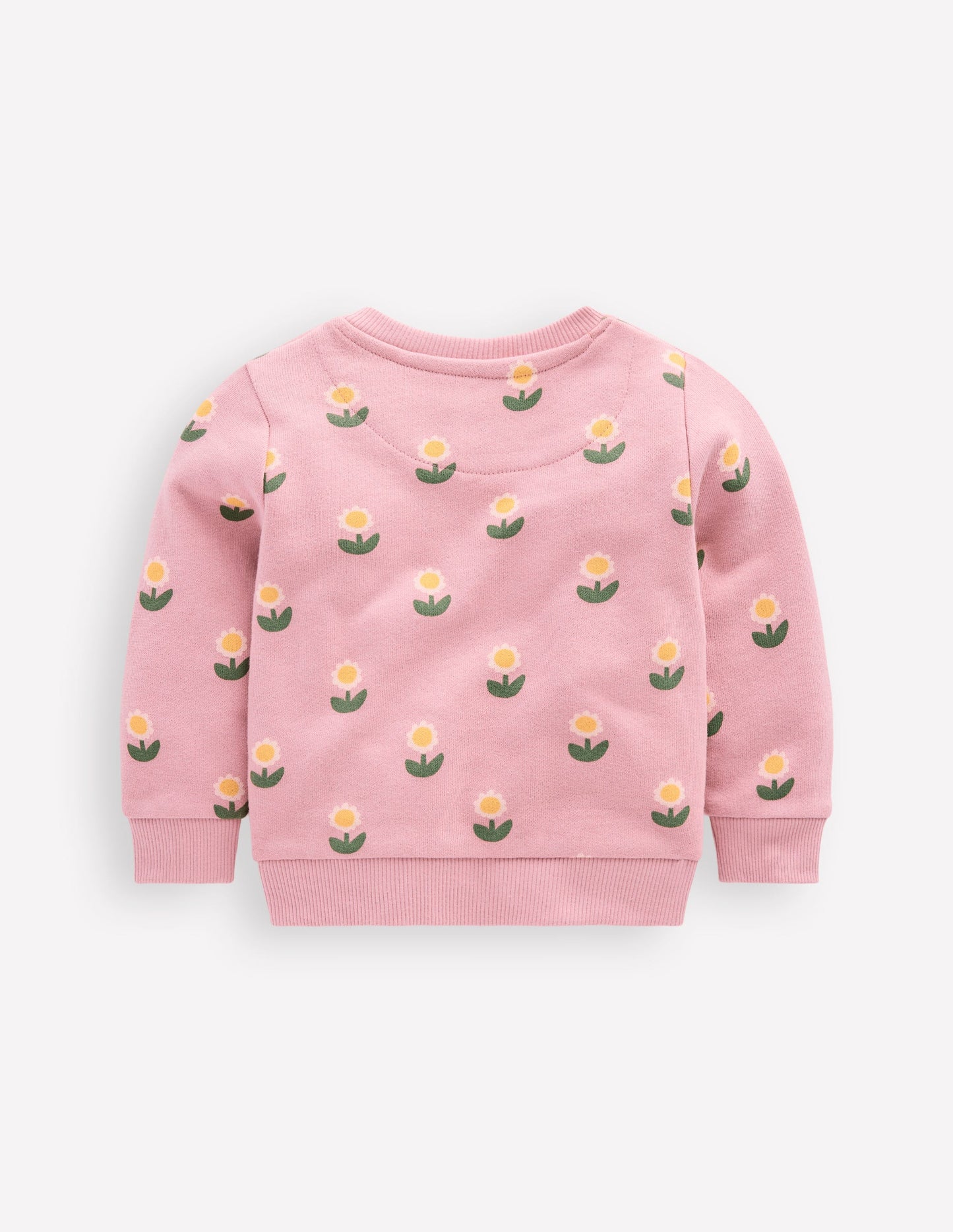 Printed Sweatshirt-Vintage Pink Daisy Stamp