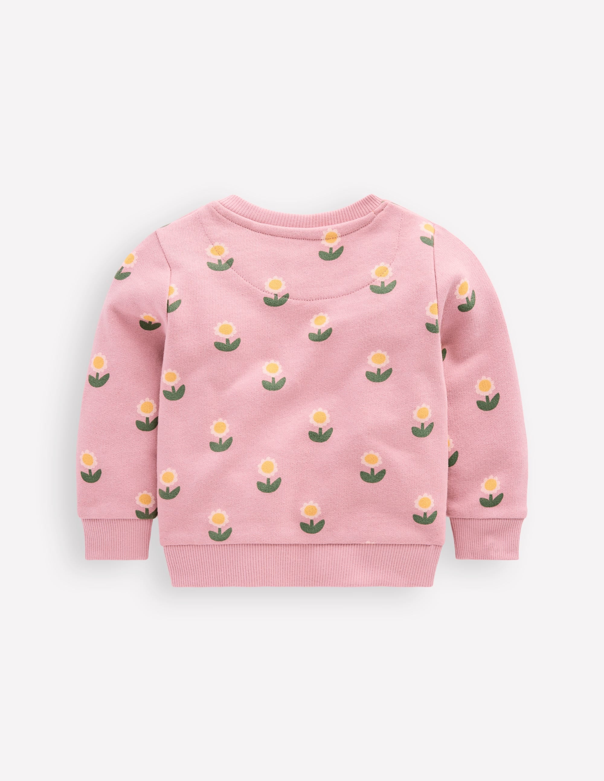 Printed Sweatshirt-Vintage Pink Daisy Stamp - Image 2