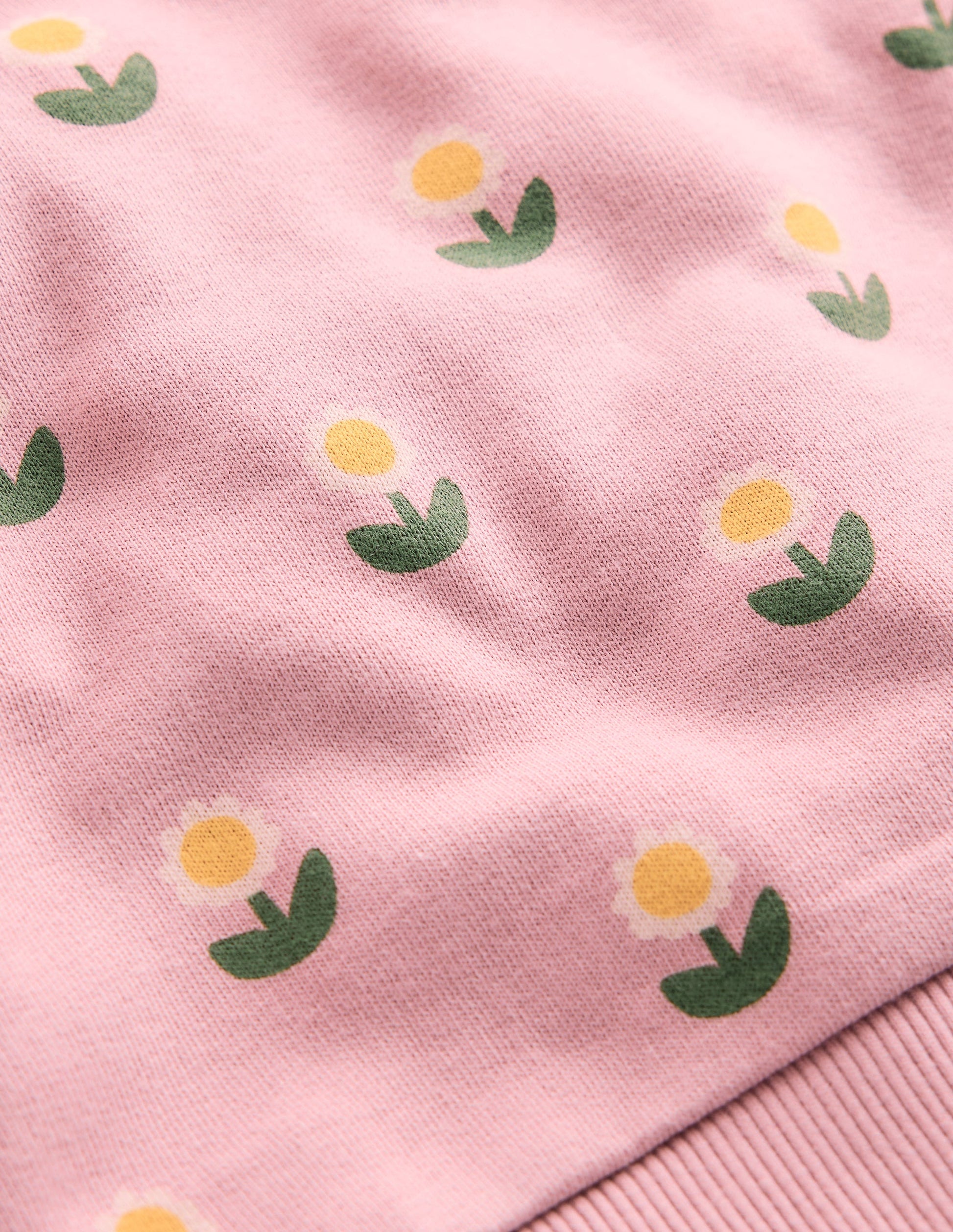 Printed Sweatshirt-Vintage Pink Daisy Stamp-3