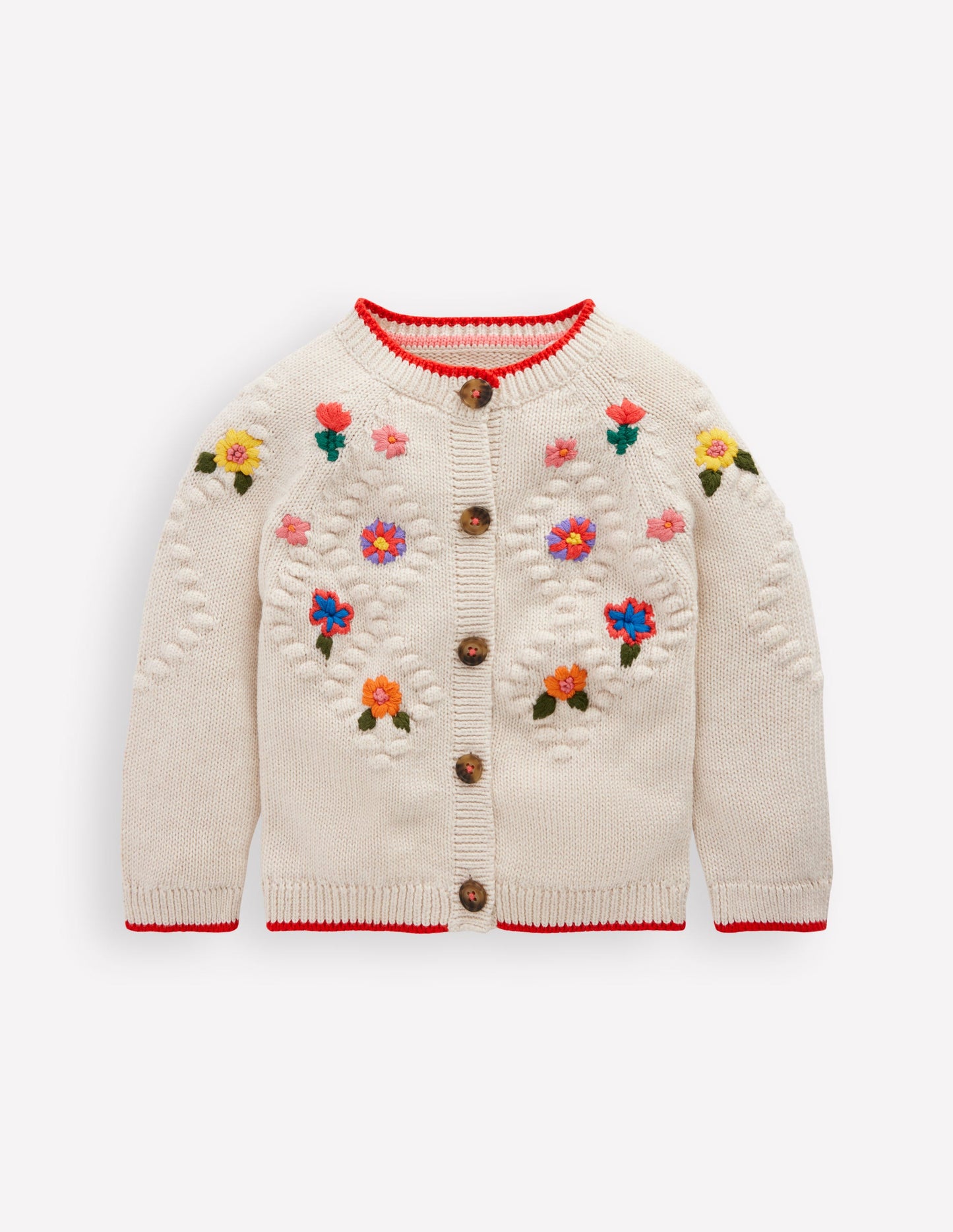 Cotton Embroidered Cardigan-Ecru Flowers