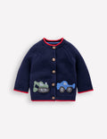 Cotton Logo Cardigan-College Navy Construction