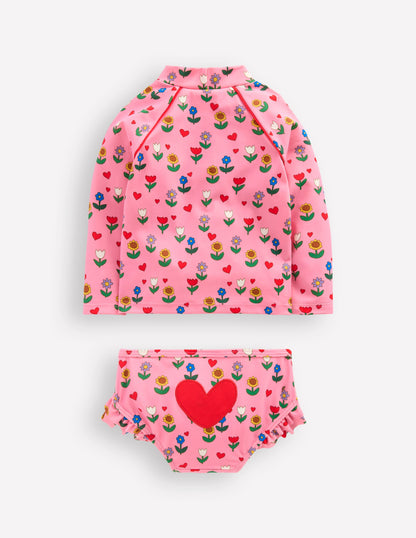 Logo Rash Vest Set-Pink Flower Garden-2
