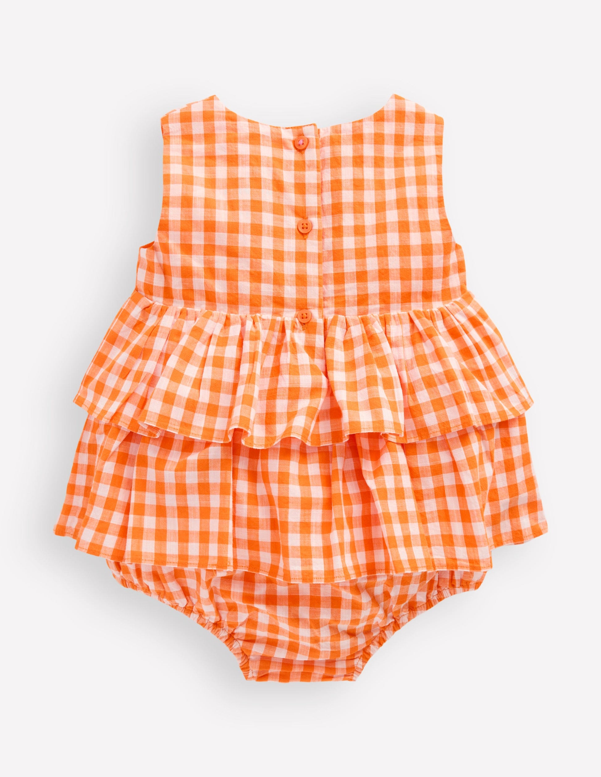 Bubble Romper-Orange Gingham-2