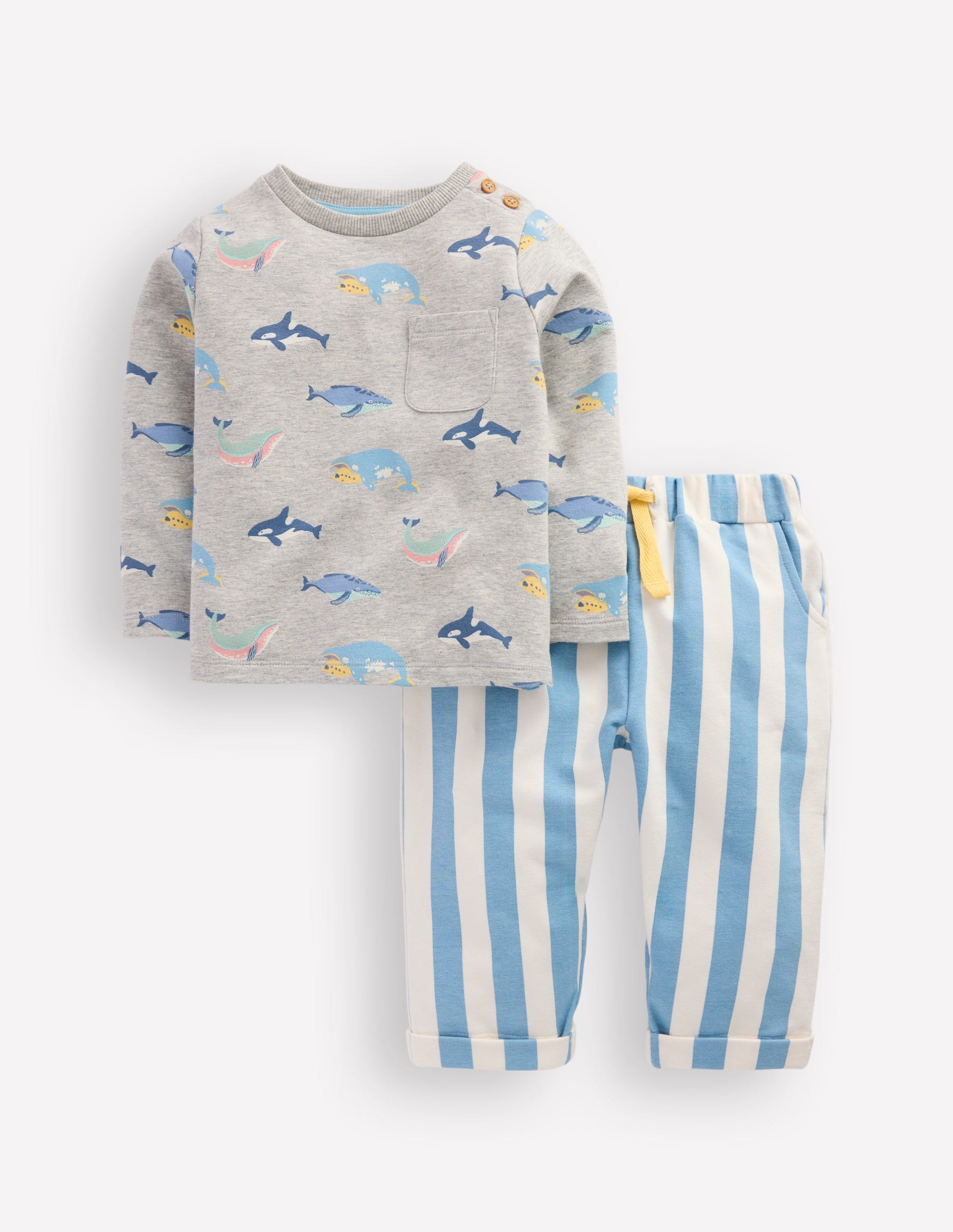 Striped Sweat Play Set-Blue Stripe Whales-1