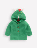 Novelty Cotton Knitted Jacket-Aloe Green Dino