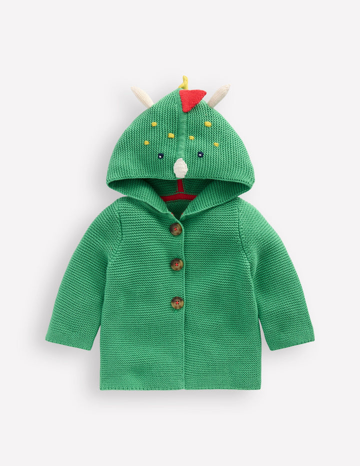 Novelty Knitted Jacket-Aloe Green Dino