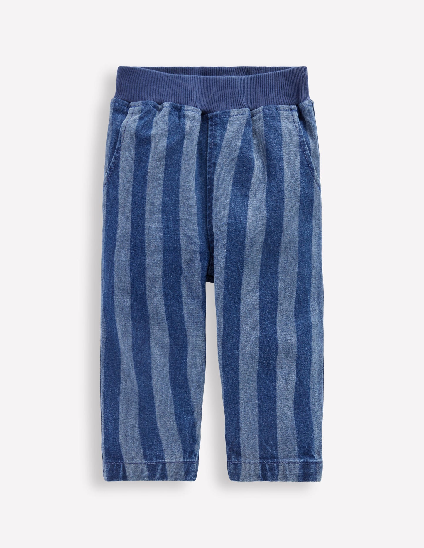 Denim Pull On Trousers-Denim Stripe