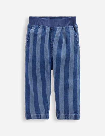 Denim Pull On Trousers-Denim Stripe-1
