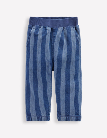 Denim Pull-on Trousers-Denim Stripe
