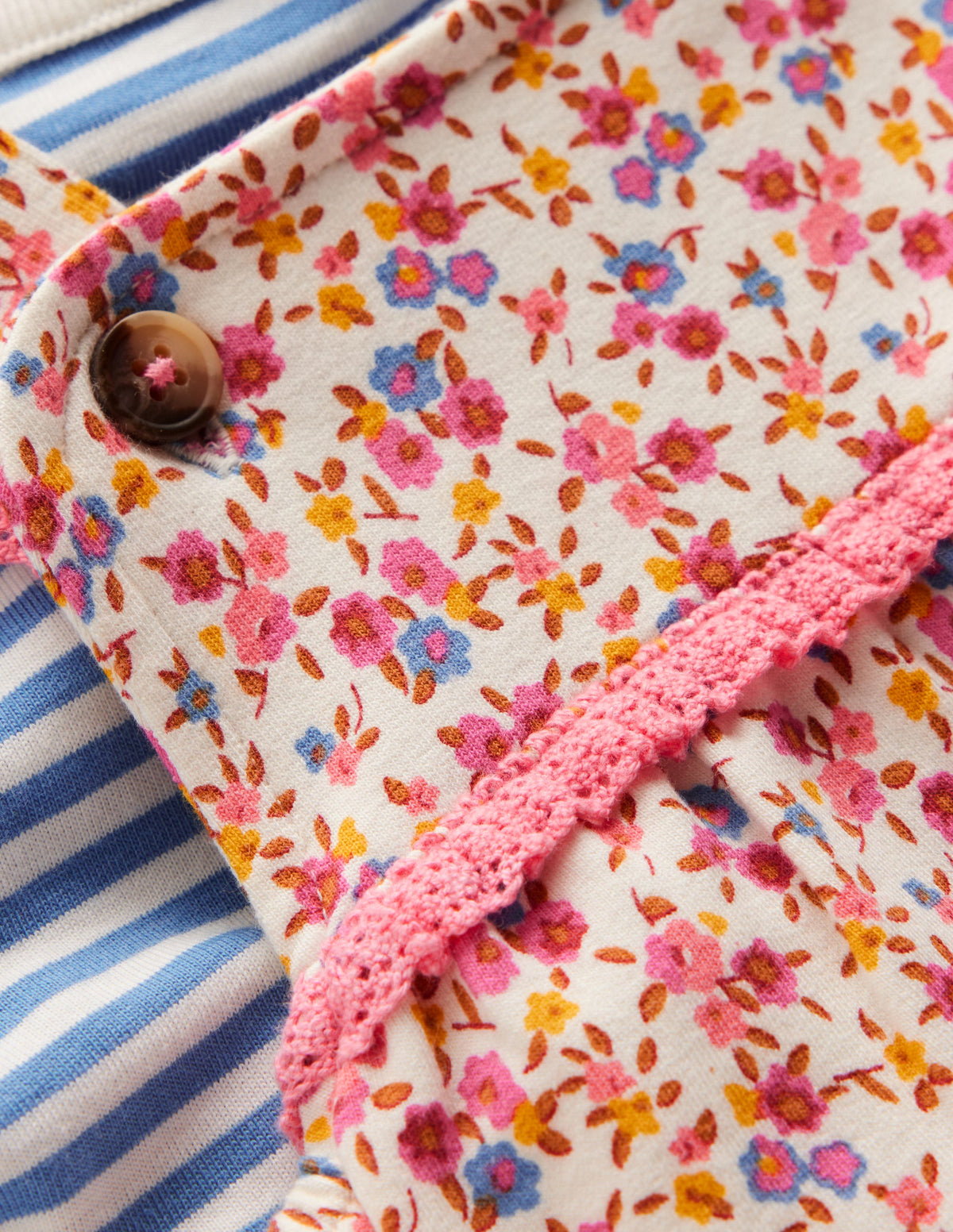 Short Sleeve Jersey Dungarees-Pink Ditsy Floral - Image 3