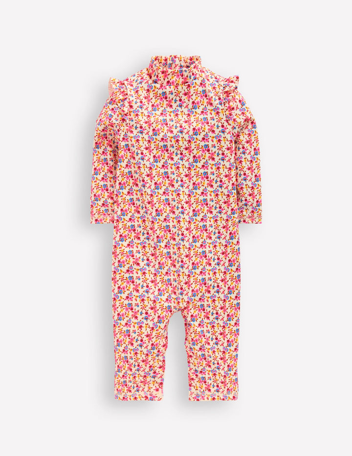 Girls Sun Safe Surfsuit-Pink Ditsy Floral