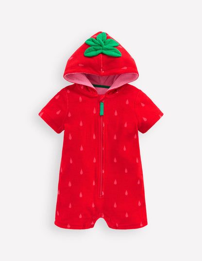Novelty Towelling Romper-Strawberry-1