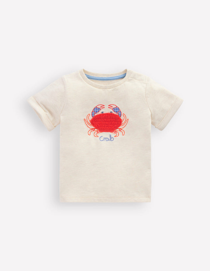 Short Sleeve Logo T-shirt-Ecru Crab