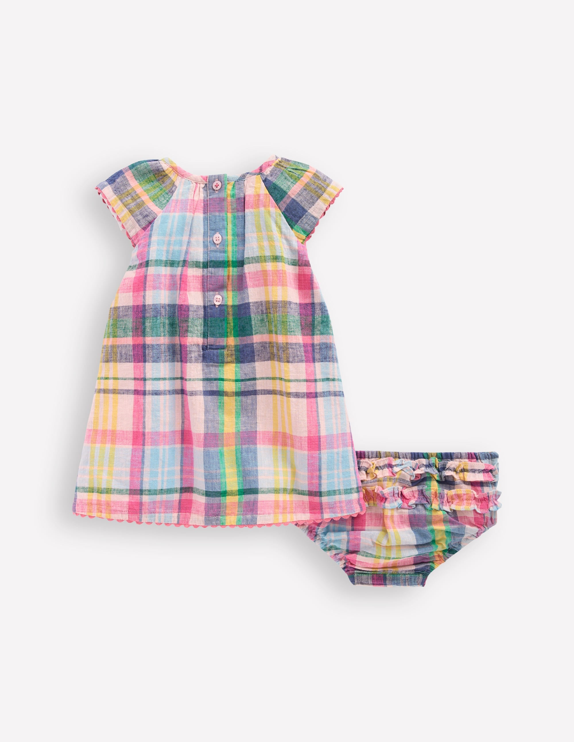 Floaty Shirred Dress-Madras Check - Image 2