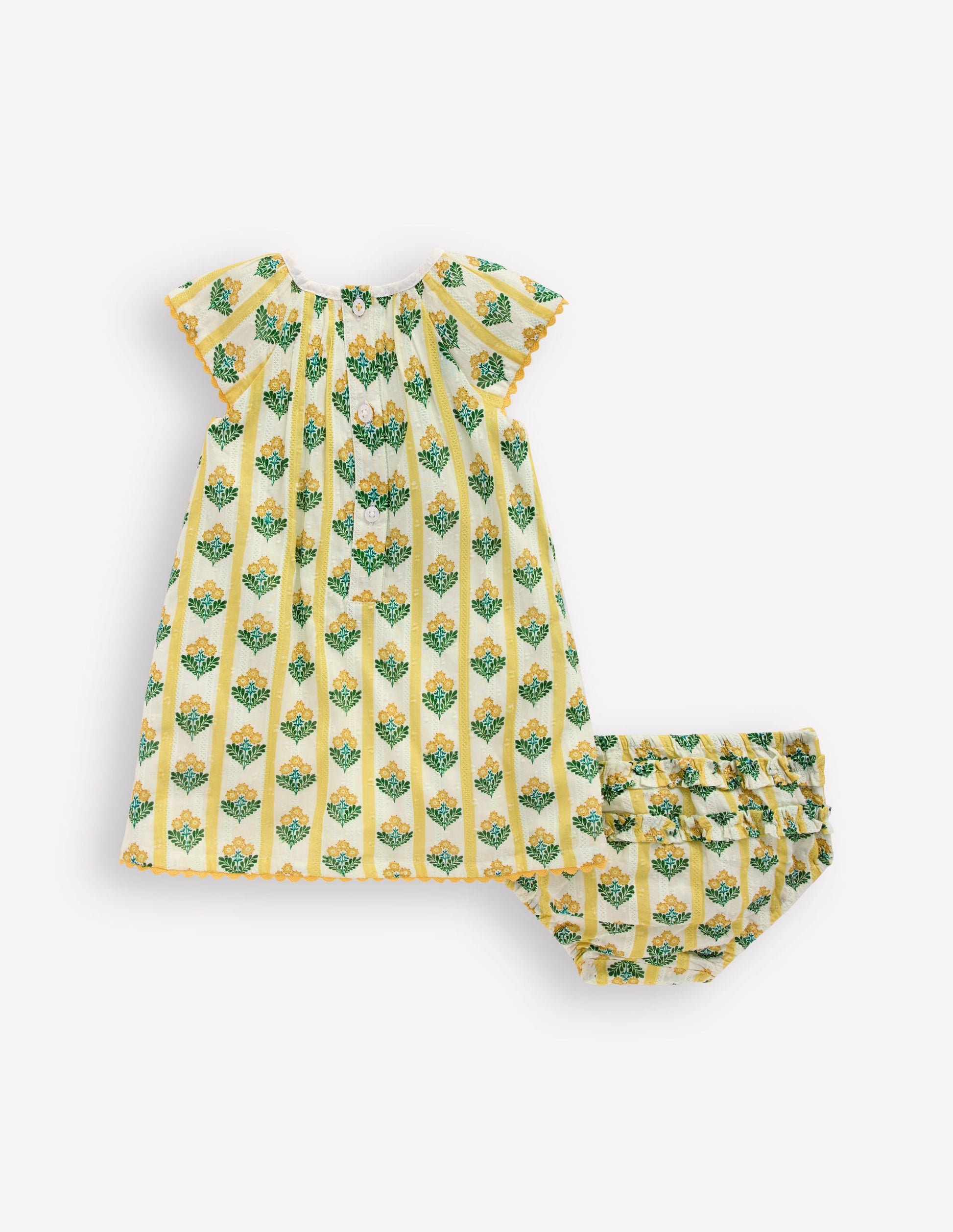 Floaty Shirred Dress-Yellow Flower Stem-2