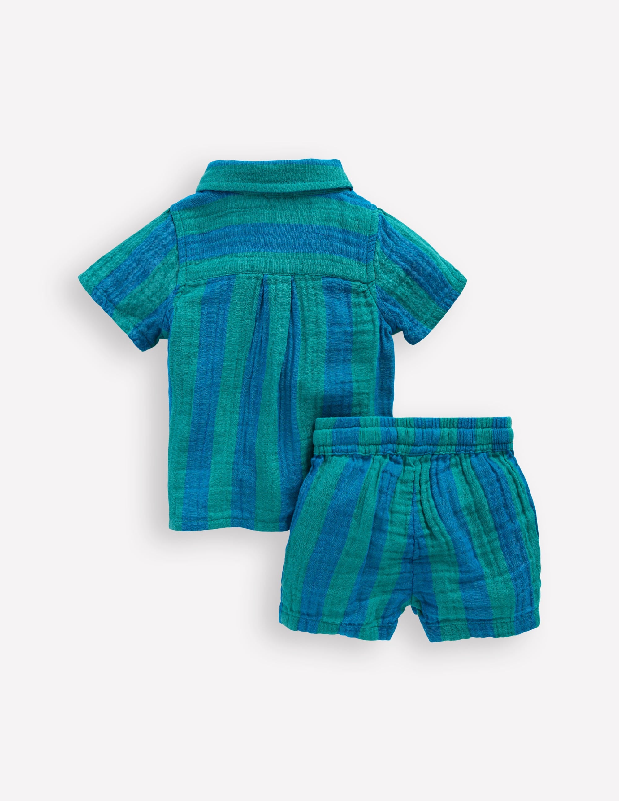 Woven Shirt Play Set-Blue and Green Stripe - Image 2
