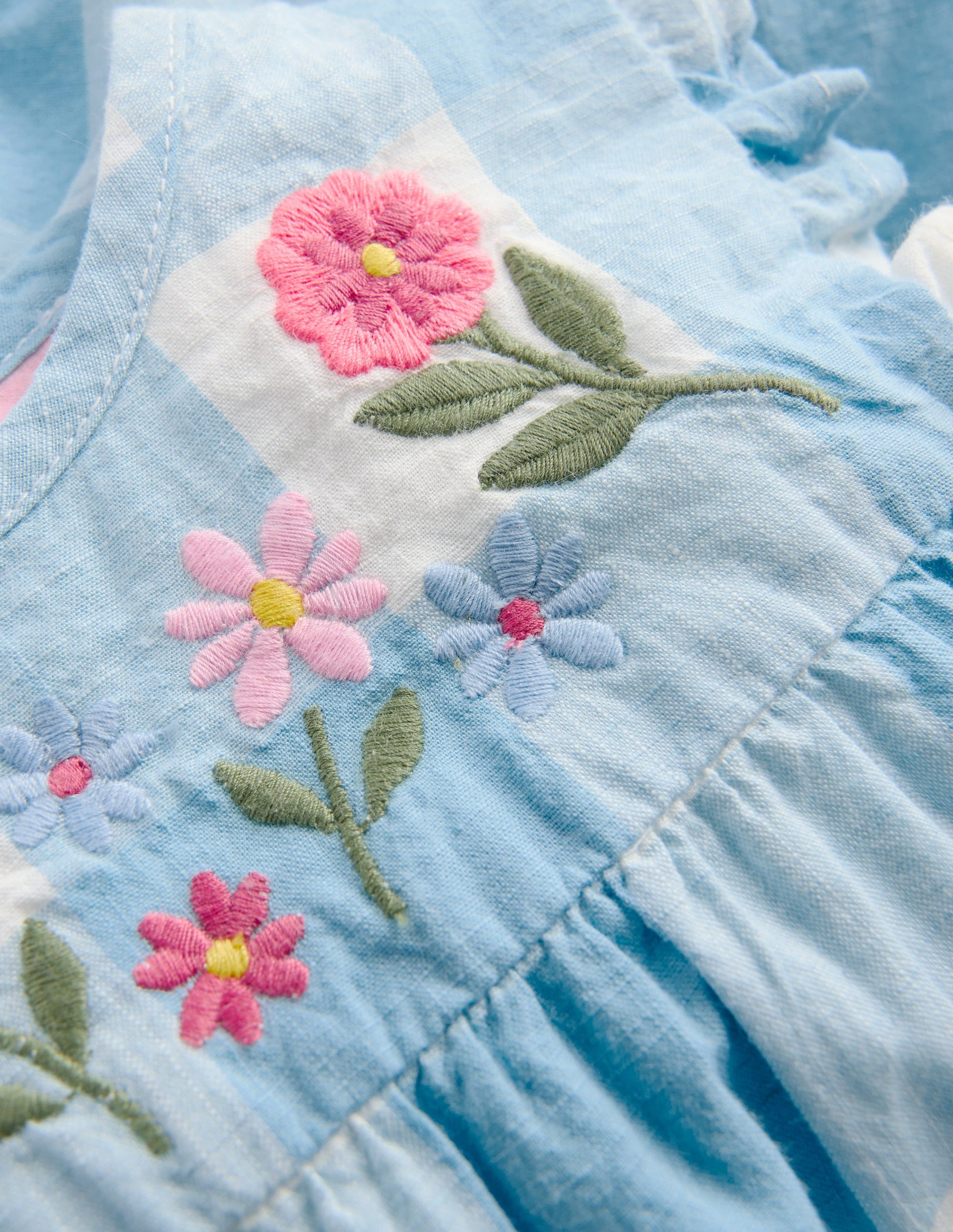 Pretty Trim Woven Play Set-Blue Gingham Embroidery-3