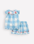 Pretty Trim Woven Play Set-Blue Gingham Embroidery