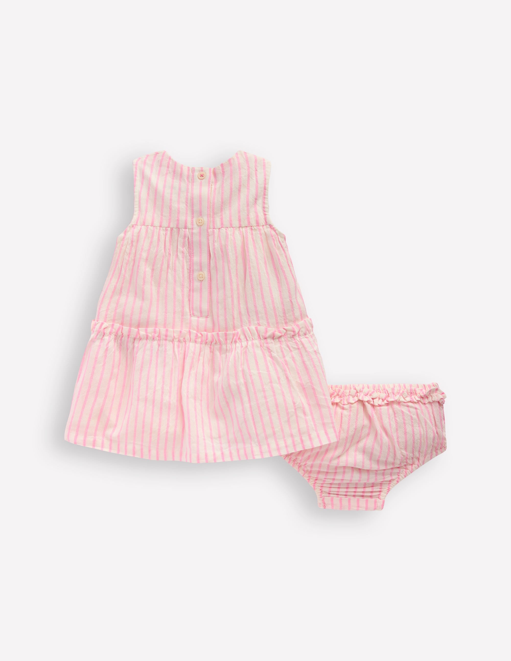 Tiered Ruffle Dress-Pink Embroidered Stripe - Image 2