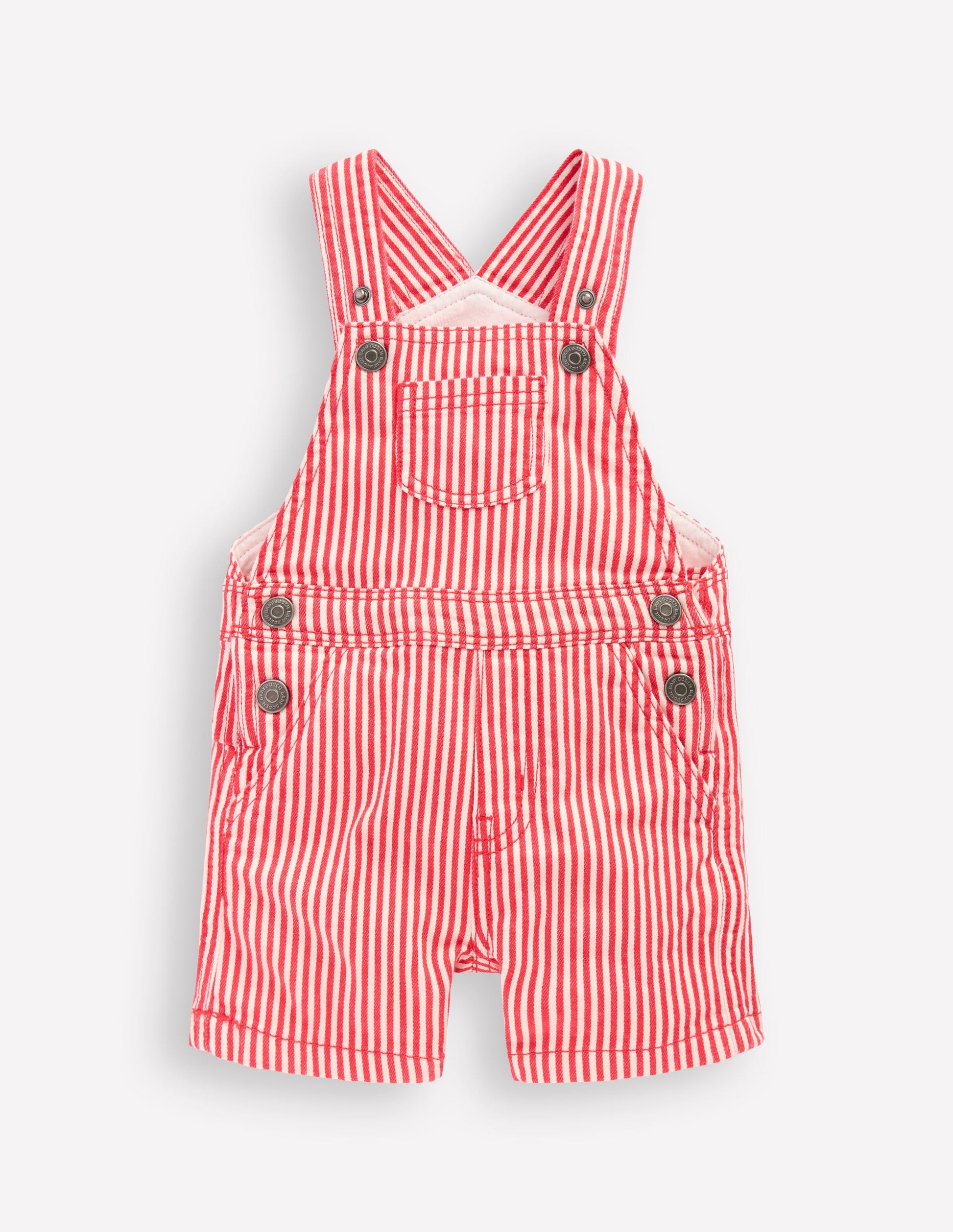 Short Woven Dungarees-Red Stripe-1