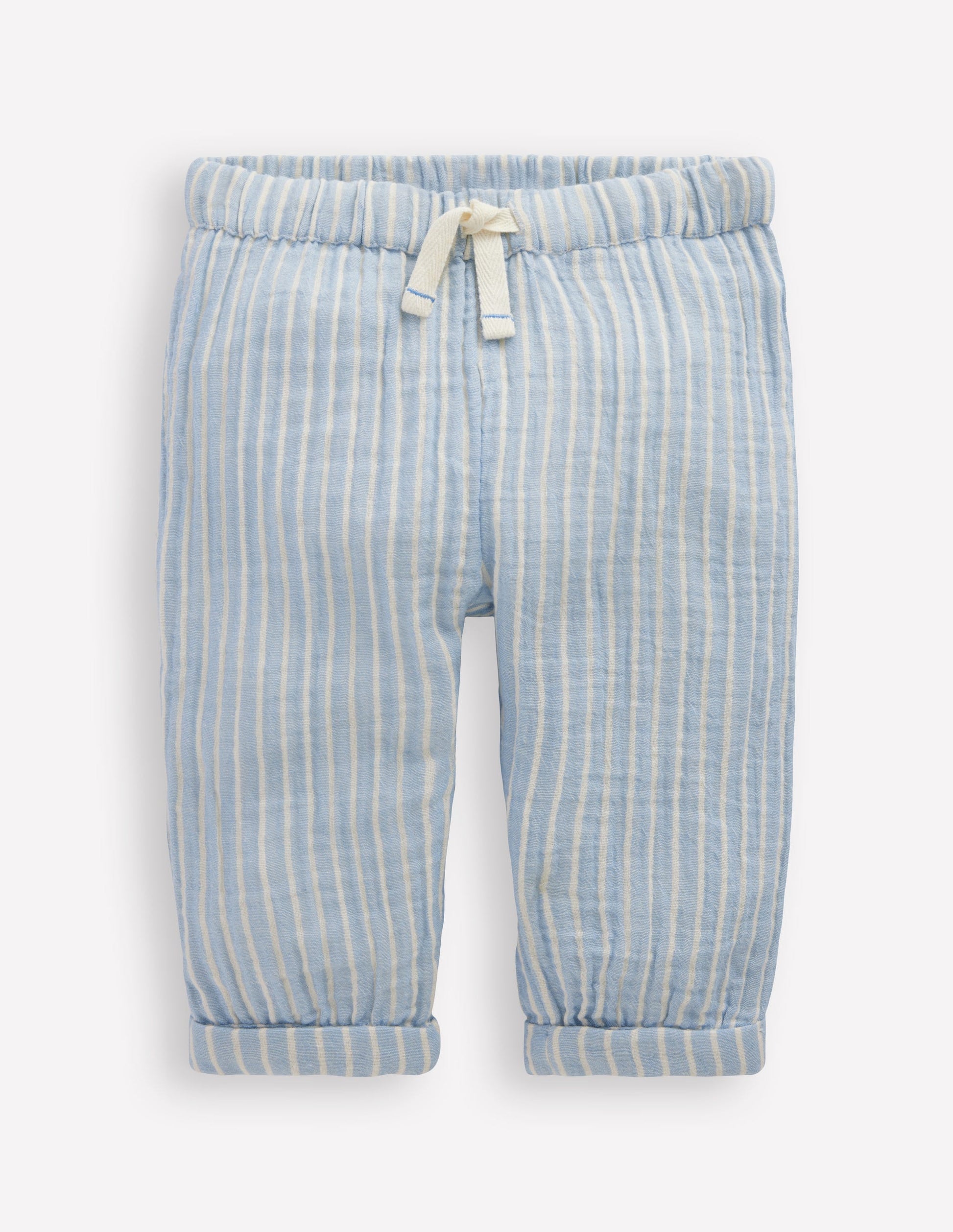 Double Cloth Trousers-Light Blue Stripe-1