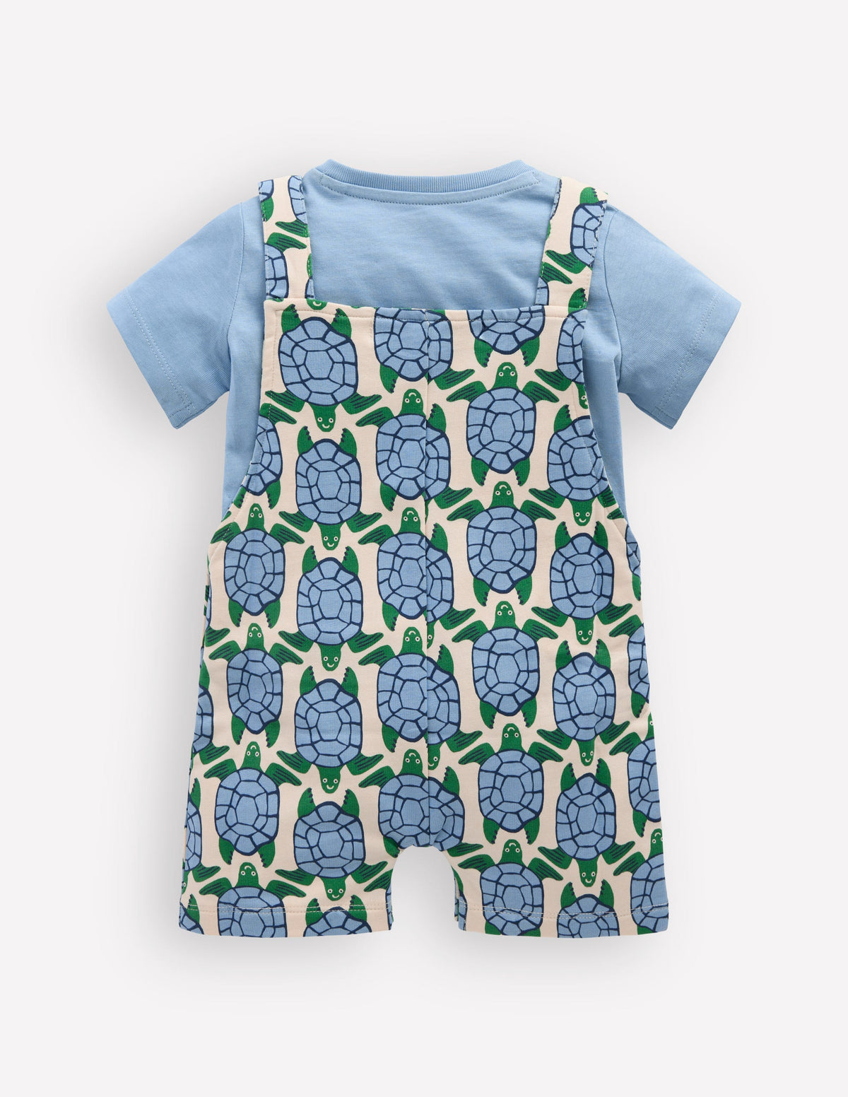 Jersey Short Dungaree Set-Blue Geo Turtles - Image 2