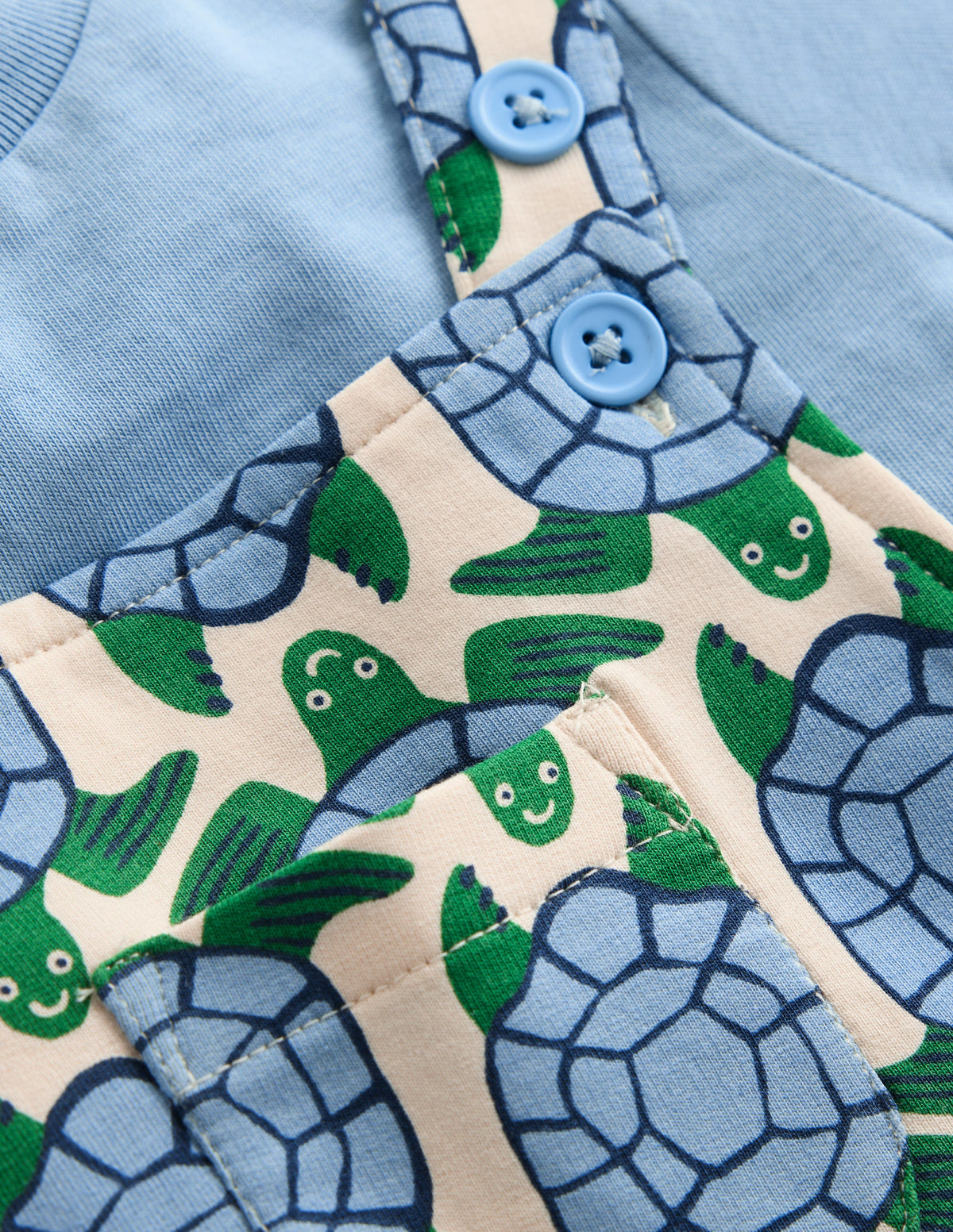 Jersey Short Dungaree Set-Blue Geo Turtles - Image 3