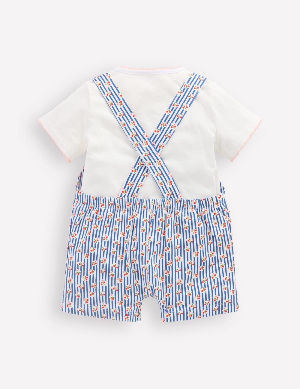 Short Jersey Dungaree Set-Bluejay Cherry Stripe-2