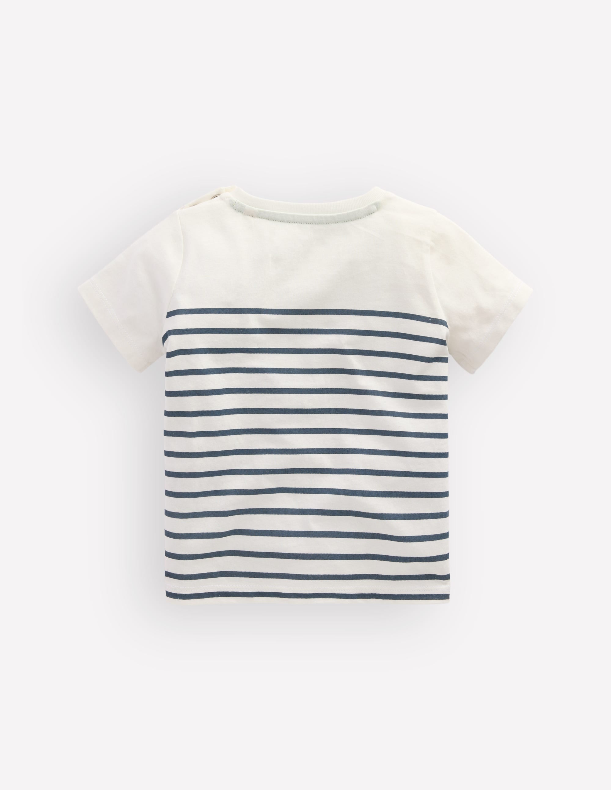 Boys Embroidered T-Shirt-Blue Stripe Chameleon - Image 2