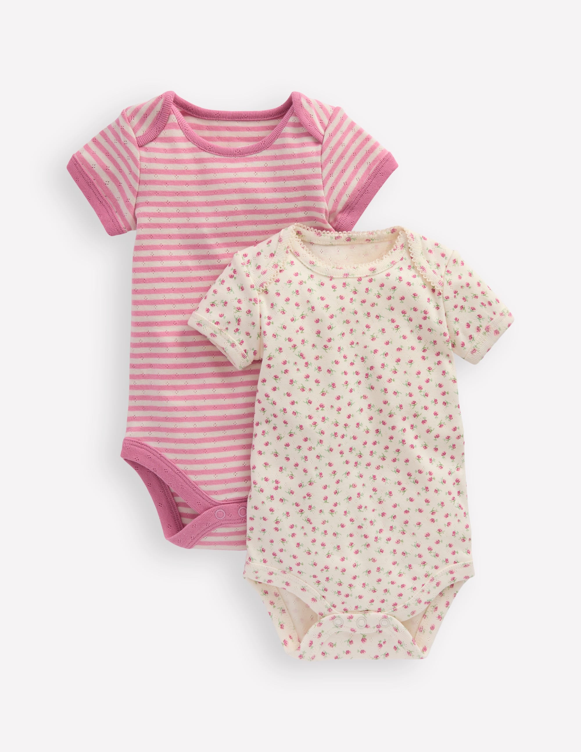 2-pack Pointelle Bodies-Pink Ditsy Rose - Image 1