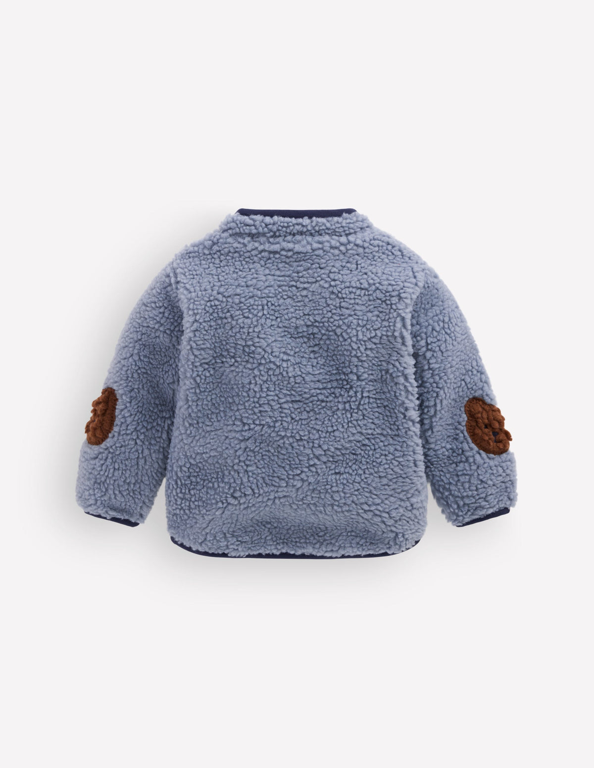Cosy Borg Jacket-Blue Bear Applique-3