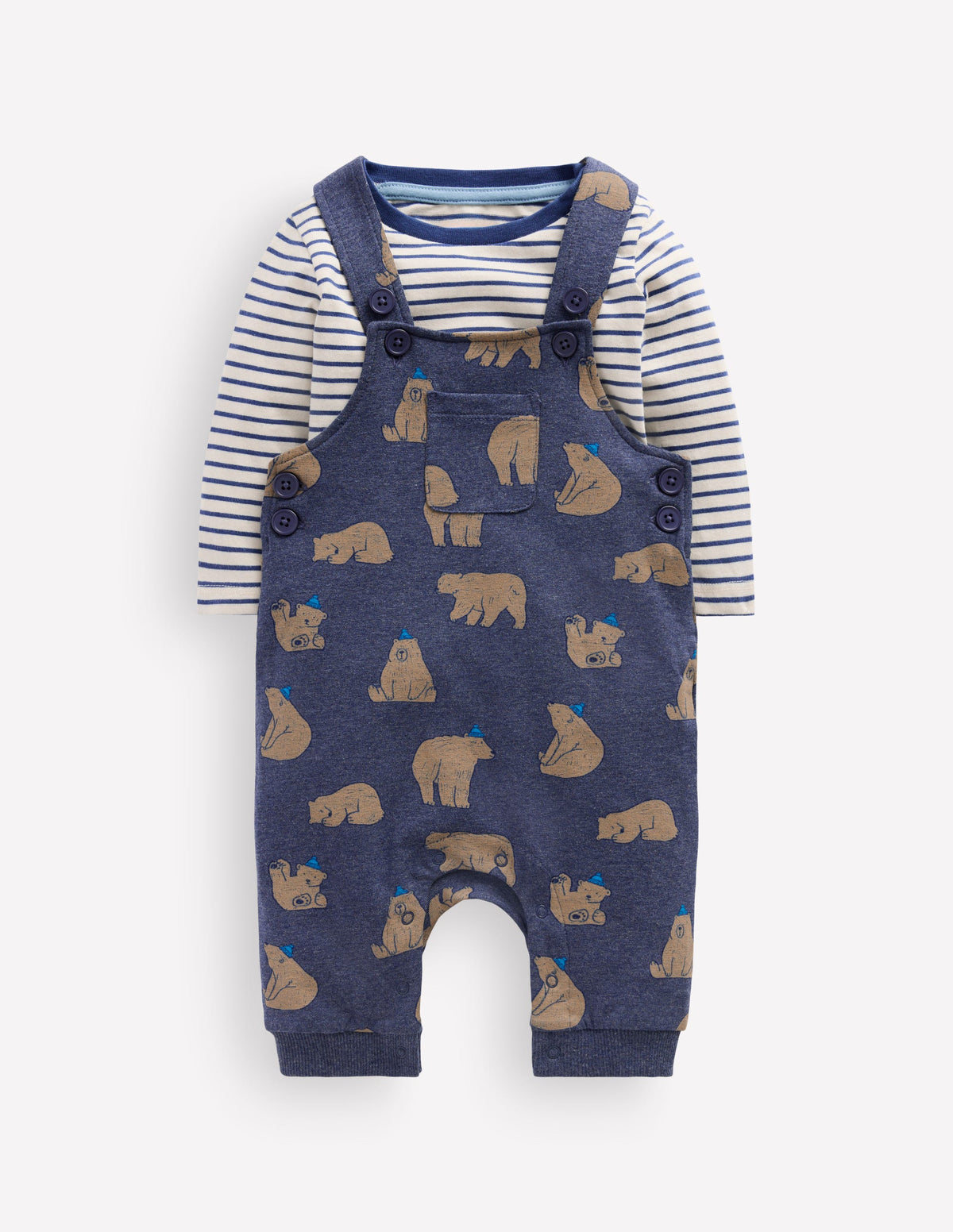 Jersey Dungarees Set-Navy Blue Baby Bears - Image 1