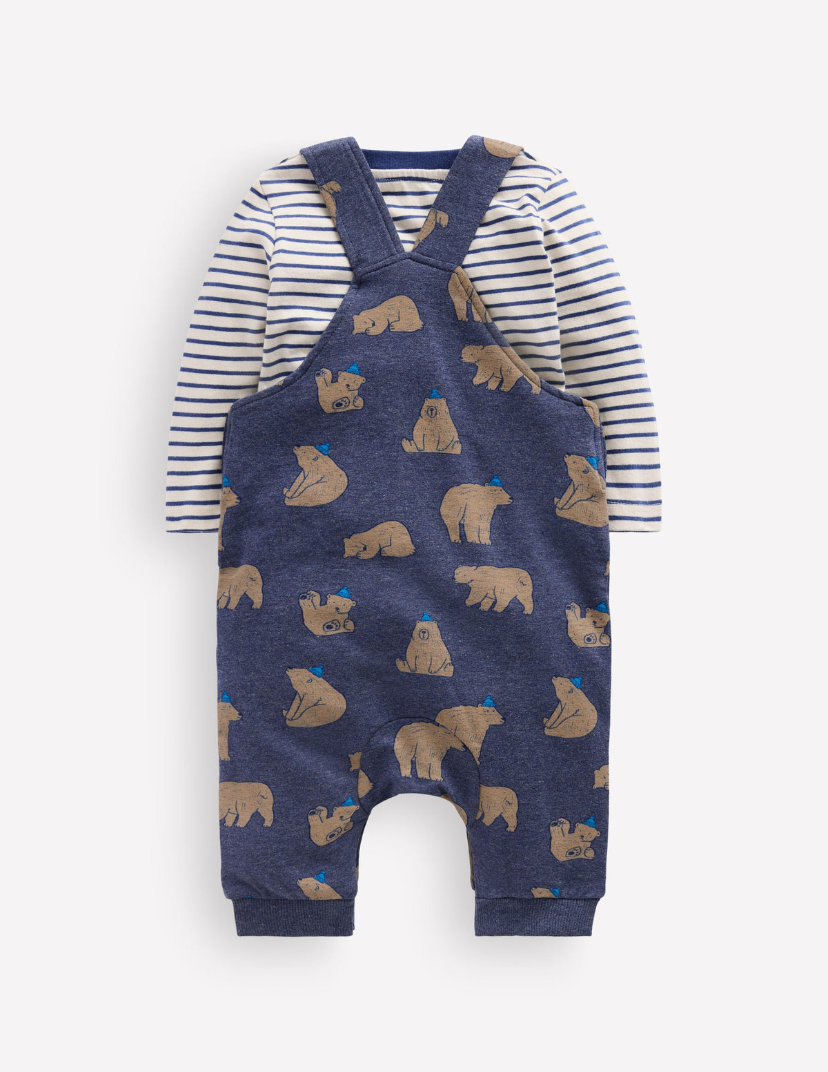 Jersey Dungarees Set-Navy Blue Baby Bears-3
