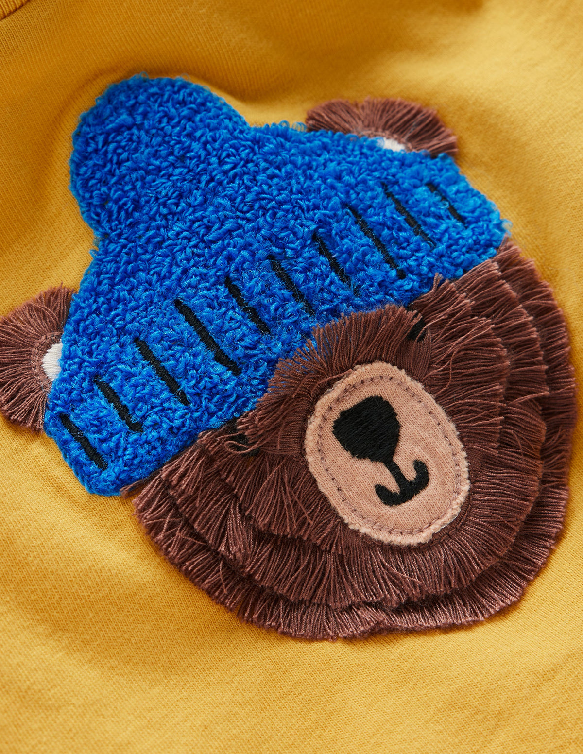 Long Sleeve Appliqué T-shirt-Canary Yellow Bear-2