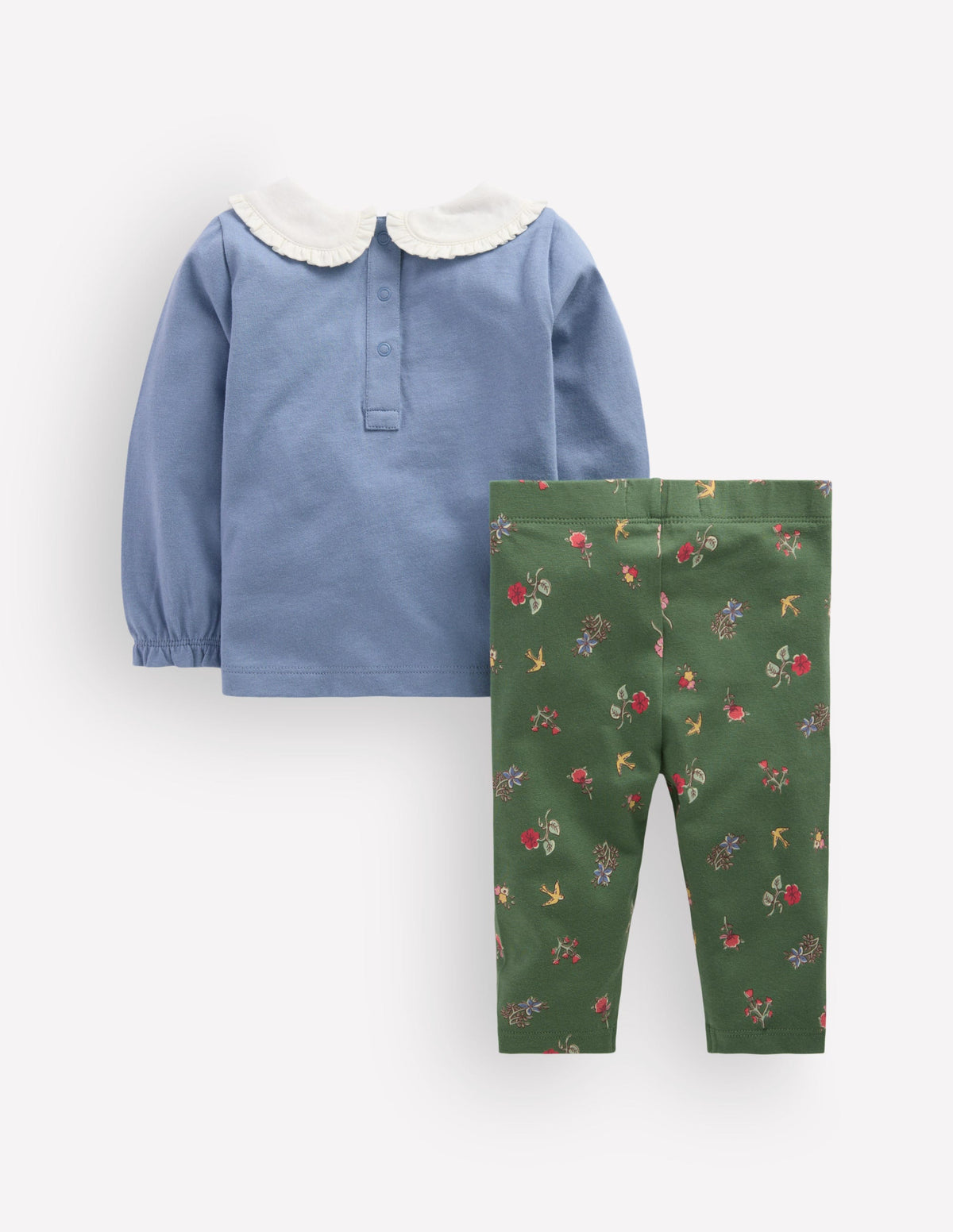 Collared Jersey Set-French Blue & Green Floral-3