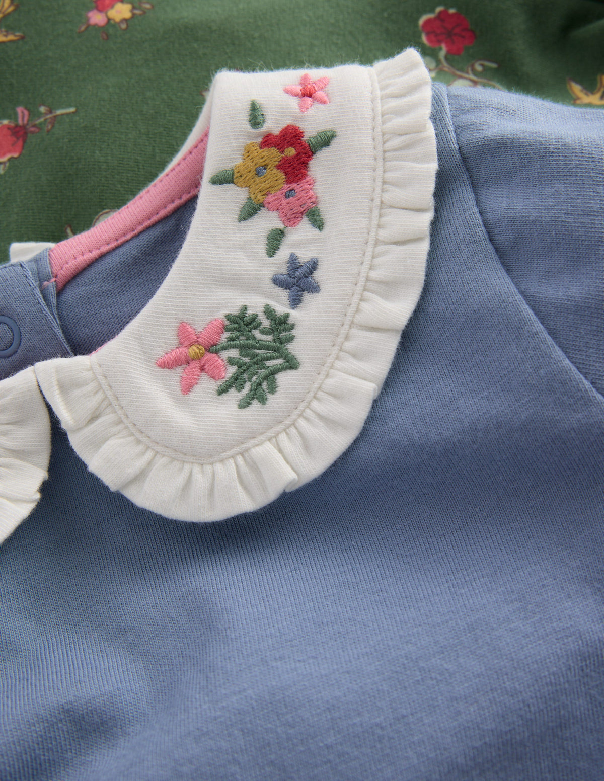 Collared Jersey Set-French Blue & Green Floral - Image 2