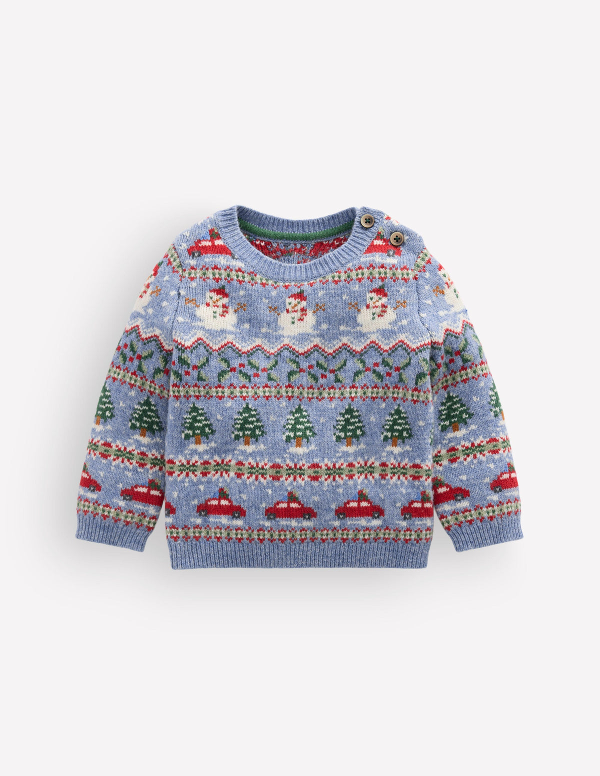 Fair isle Jumper-Glacier Blue Festive Fair Isle - Image 1
