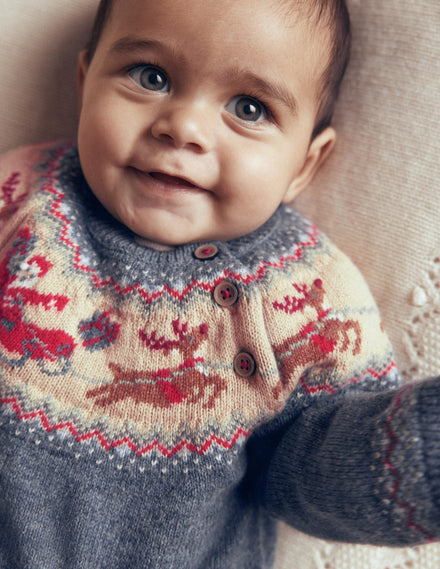 Fair isle Jumper-Denim Blue Marl Polar Post