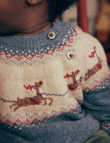 Fair isle Jumper-Denim Blue Marl Polar Post