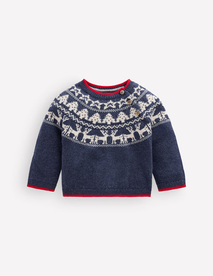 Fair isle Jumper-College Navy Marl Festive