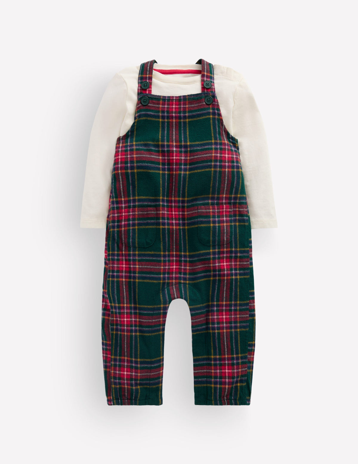 Front Pocket Romper Set-Green Family Check-2