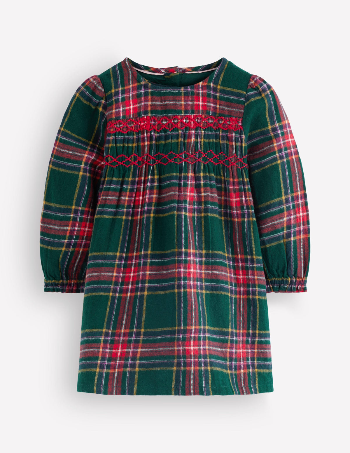 Smocked Occasion Dress-Green Family Check-5