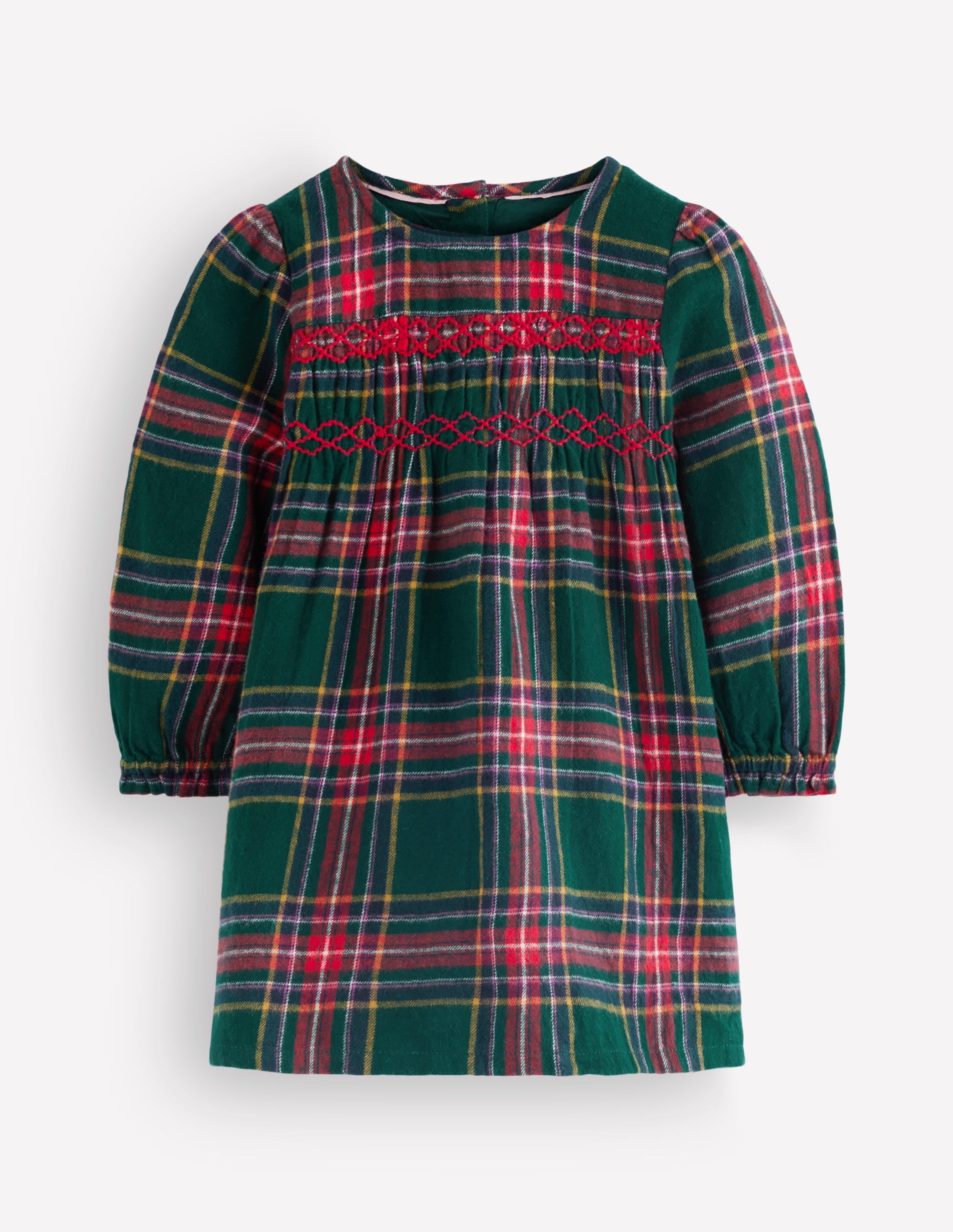 Smocked Occasion Dress-Green Family Check - Image 5
