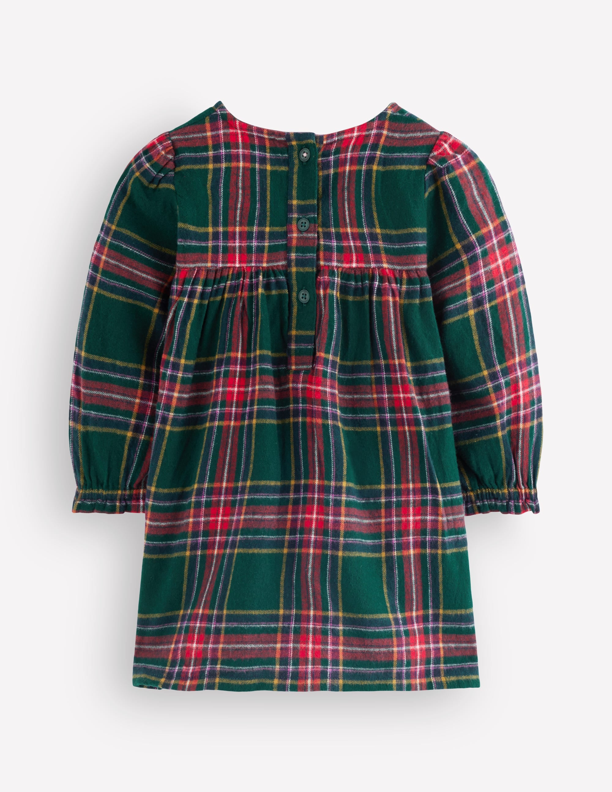 Smocked Occasion Dress-Green Family Check - Image 6