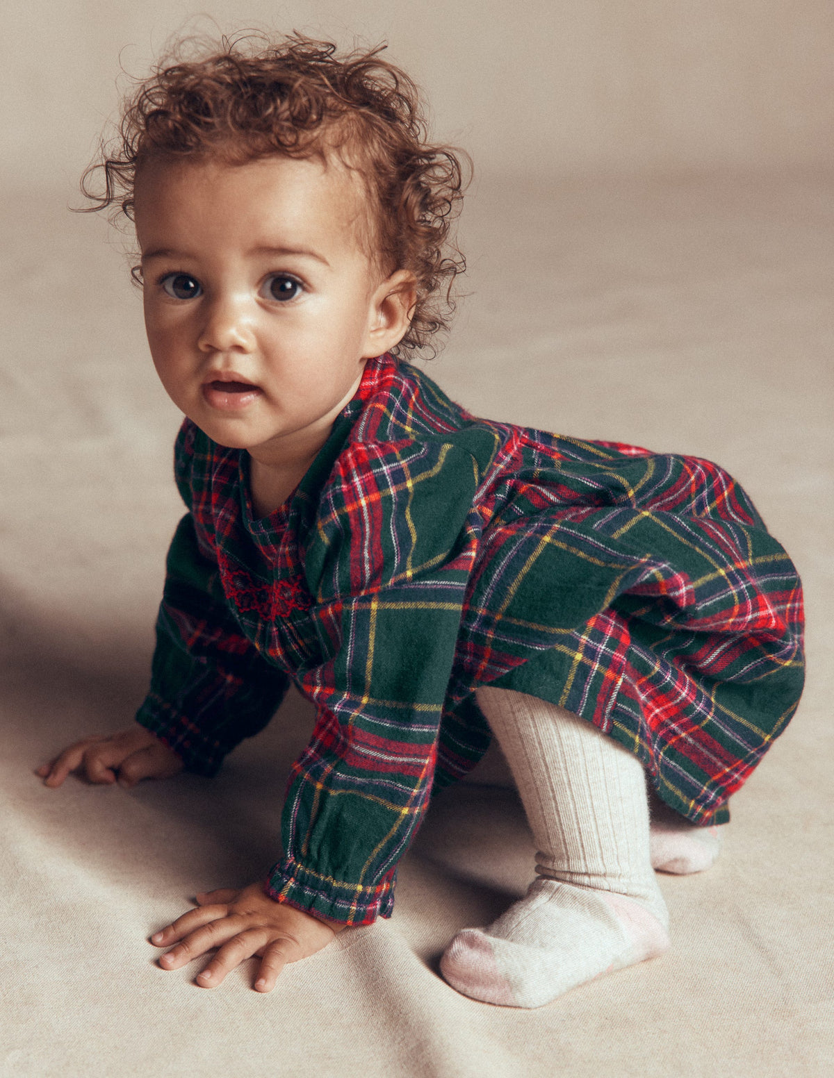 Smocked Occasion Dress-Green Family Check-2