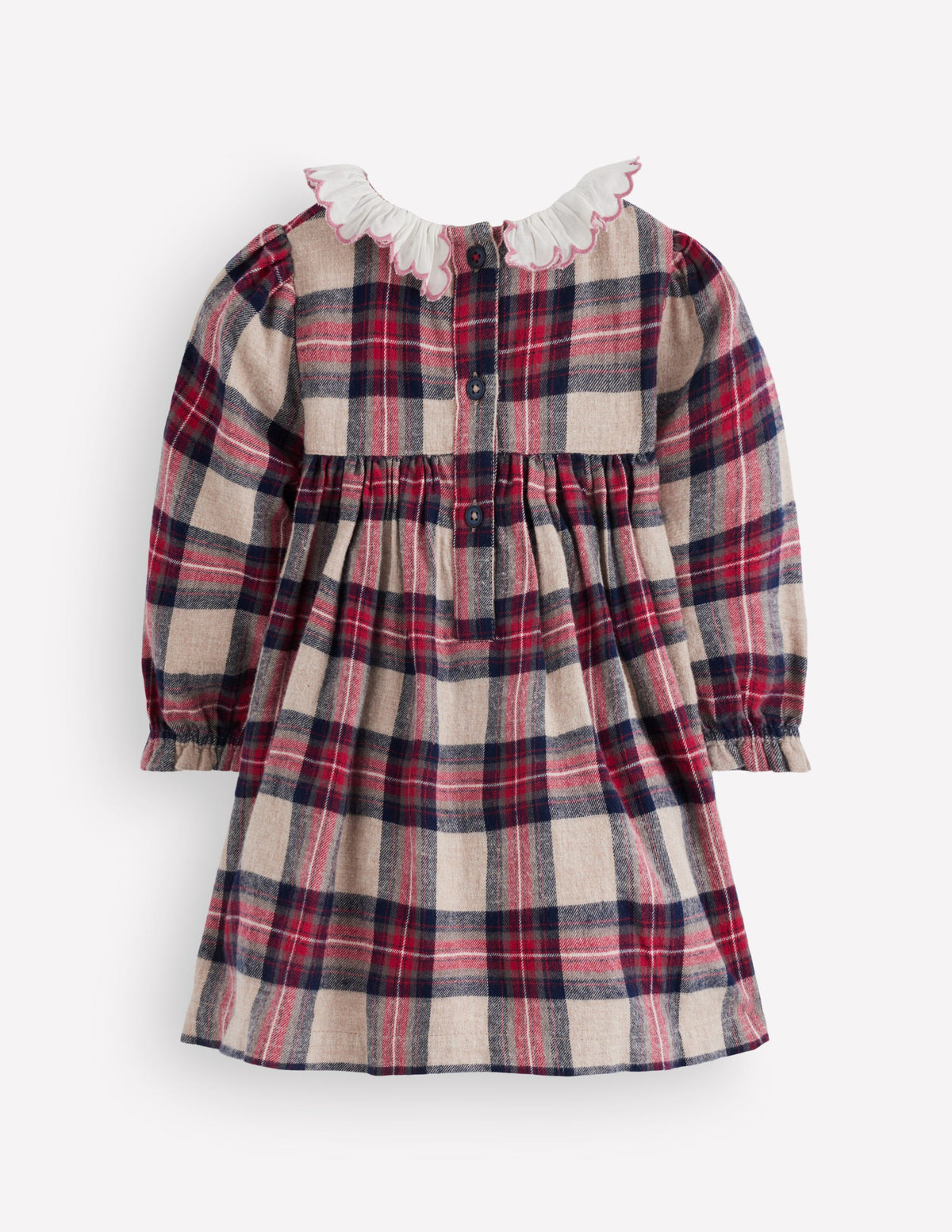 Smocked Party Dress-Oatmeal Check - Image 3