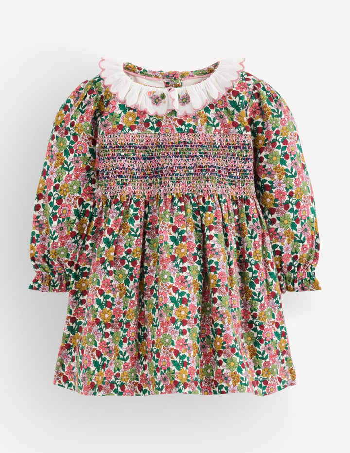 Smocked Party Dress-Multi Floral