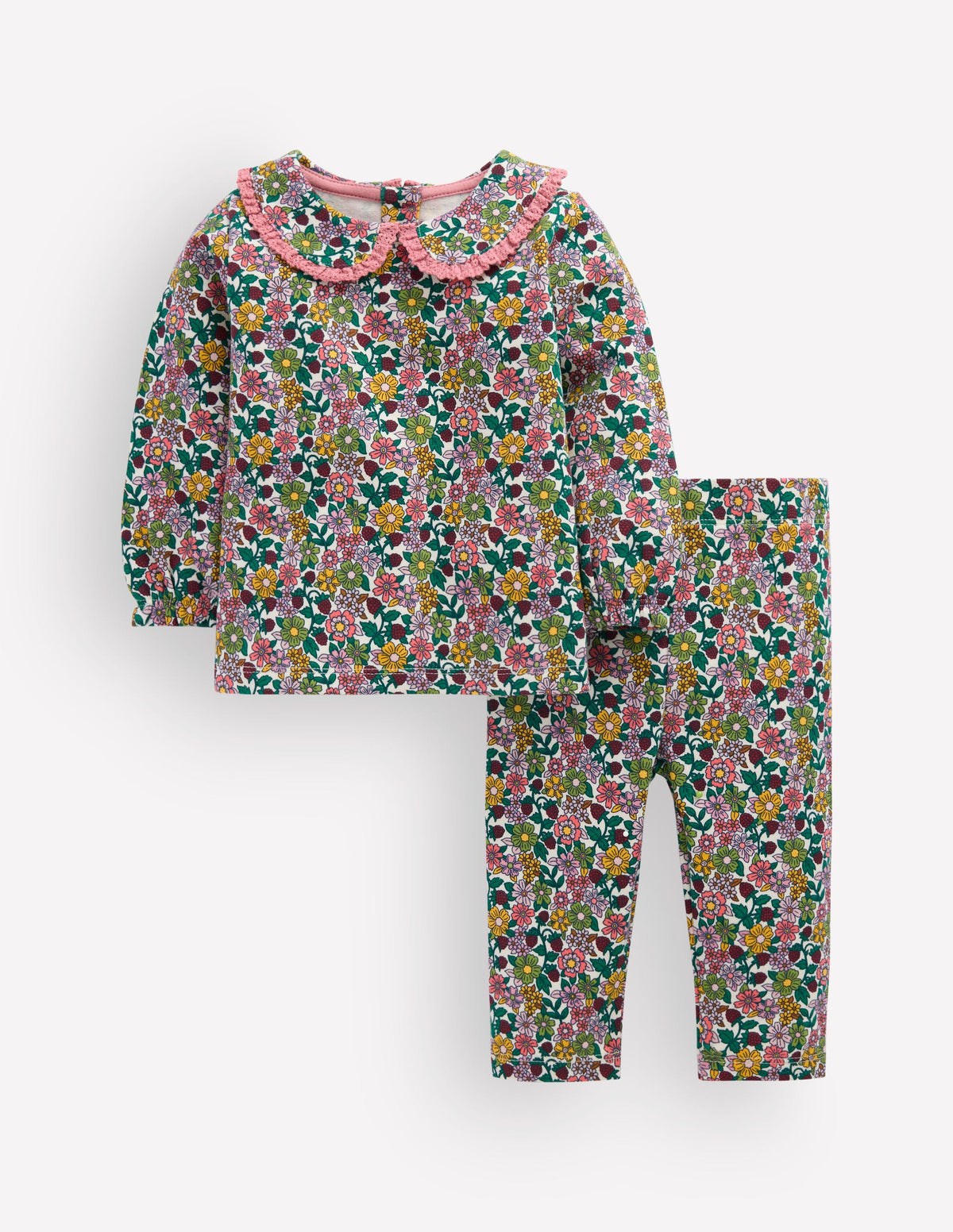 Pretty Collar Sweat Set-Raspberry Floral - Image 1